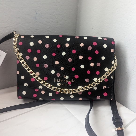 Kate Spade Carson Glimmer Dot Print Convertible Crossbody & Card Holder Set - Picture 2 of 6